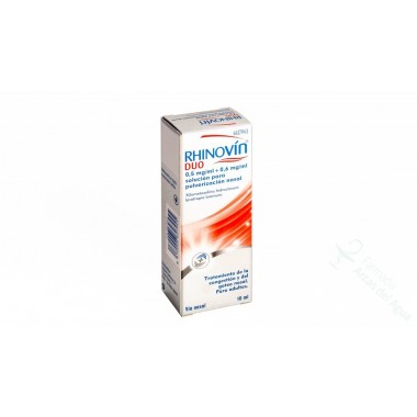 RHINOVIN DUO 0,5 MG/ML + 0.6 MG/ML SOLUCION PARA PULVERIZACION NASAL, 1 ENVASE PULVERIZADOR DE 10 ML (PULSADOR VERTICAL)